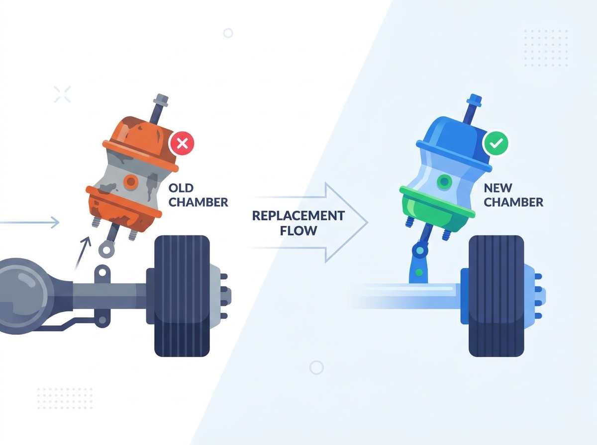 Commercial vehicle brake chamber maintenance and replacement